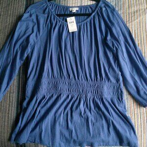 J. Jill Amafi Coast blue Peasant Style tunic Size  L  Tall New